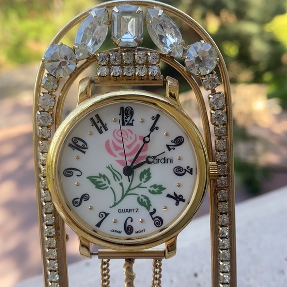 Vintage Crystal Clock Rose standing jewelry vintage crystals ladies - Picture 2 of 10